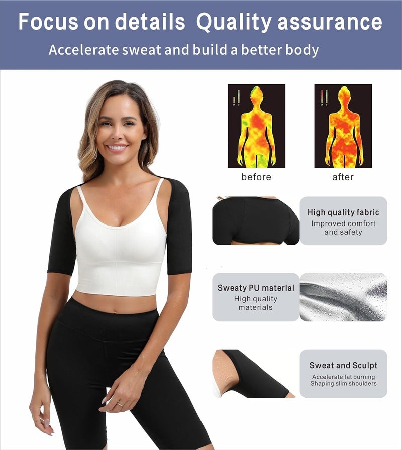 Dokelovy Women's Sauna Arm Slimming Sleeves, Sweat Compression Upper Arm Shaper Bands, Posture Support Workout Gear Daily Use - Image 5